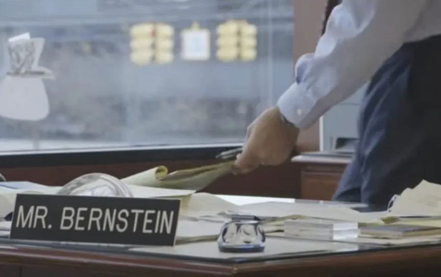 desk with bernstein name tag