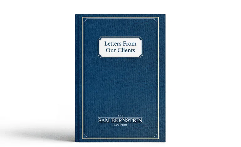 Cover of the “Letters From Our Clients” e-book from The Sam Bernstein Law Firm