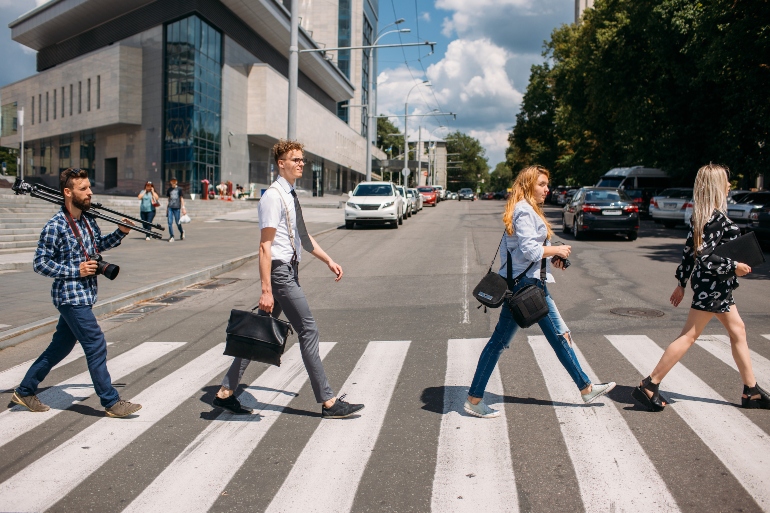 pedestrians on crosswalk