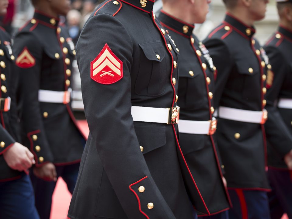 Group of Marines marching in formation