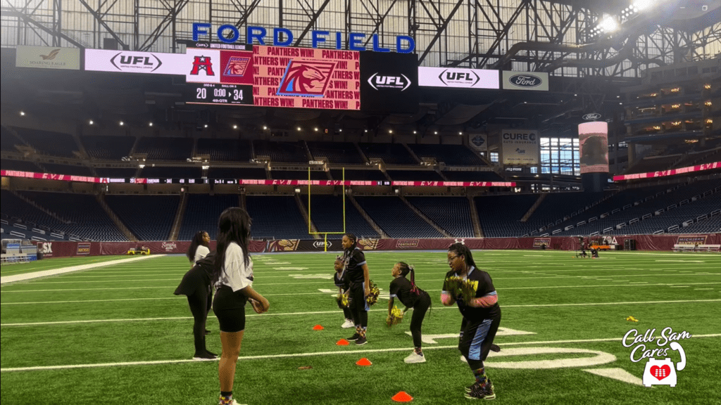 Girls playing on football field