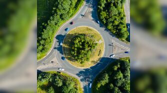 Aerial view of roundabout