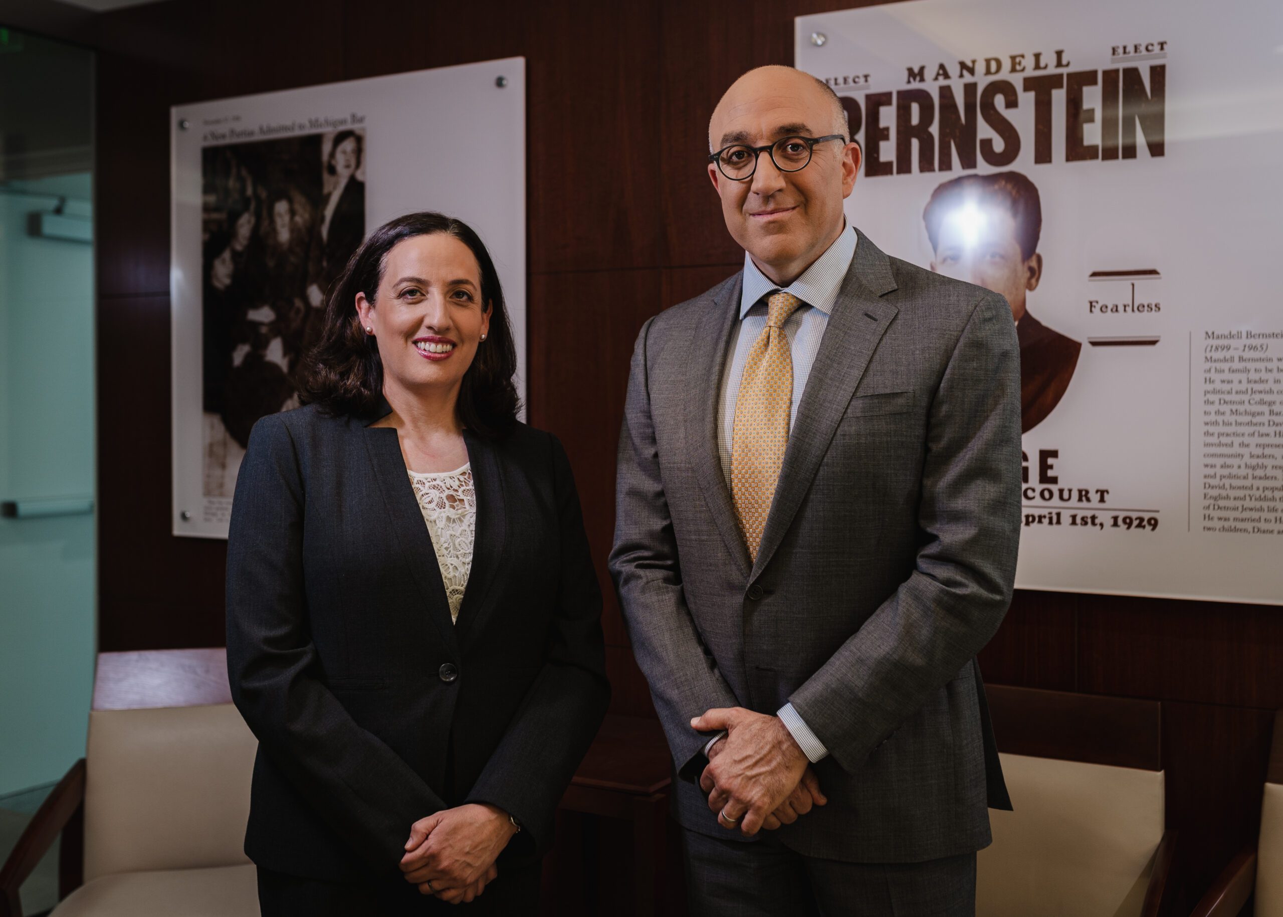 Mark Bernstein and Beth Bernstein Miller standing together in office