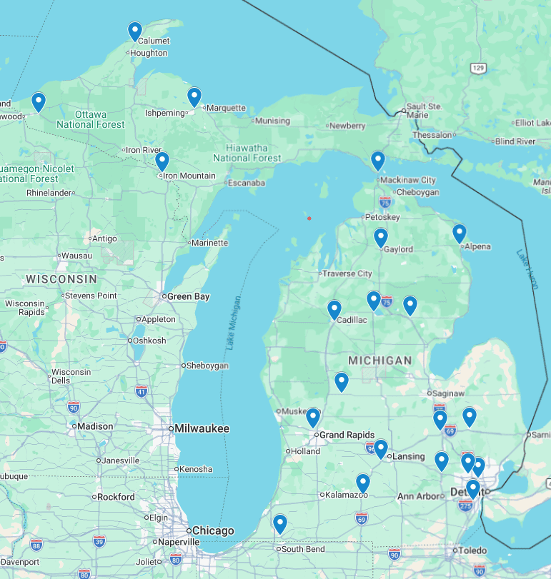 map of michigan state police posts where new drivers can pick up their free magnets and car safety kits